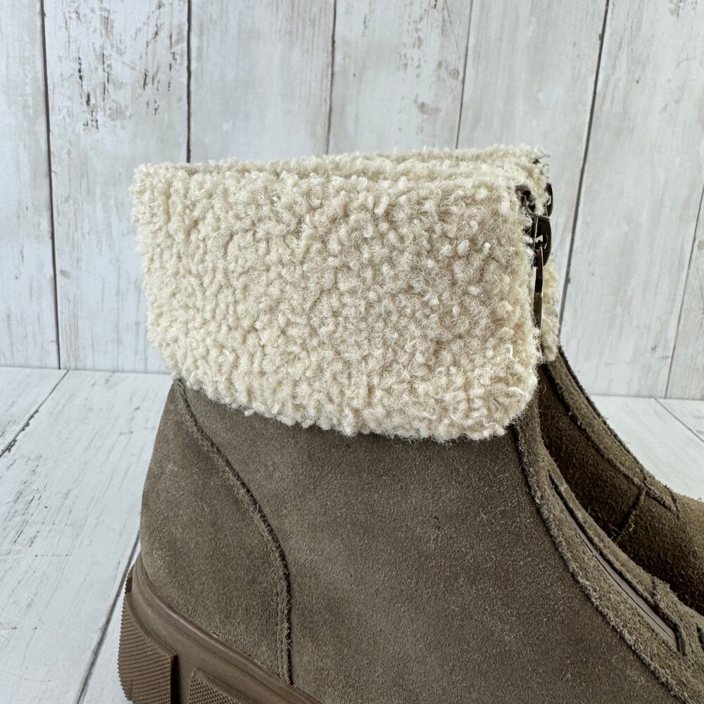 Blondo Dark Taupe Plaka Zip Up Suede Boots Waterproof Lugged Sole Size 8M - Picture 3 of 15